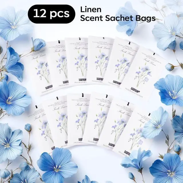 Alt view image 4 of 6 - 12 Pack Fresh Linen Scented Sachets for Drawer, Closet & Car Air Freshener Bags | Odor Eliminator & Fabric Refresher | Crisp, Clean Home Fragrance Gift Set