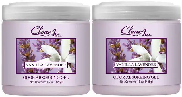 Main image of 15oz Gel Odor Eliminator - Absorb & Remove Strong Odors from Pets, in Bathrooms, Basements, Garage, Cars, RVs & Boats - Eliminate Tough Odors with Essential Oils (Vanilla Lavender, 2-Pack)
