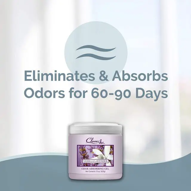 Alt view image 2 of 6 - 15oz Gel Odor Eliminator - Absorb & Remove Strong Odors from Pets, in Bathrooms, Basements, Garage, Cars, RVs & Boats - Eliminate Tough Odors with Essential Oils (Vanilla Lavender, 2-Pack)
