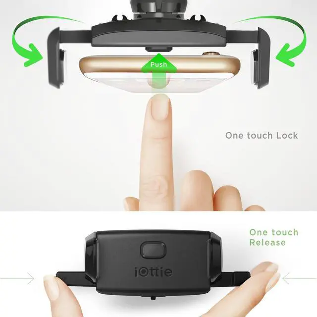 Alt view image 3 of 7 - Easy One Touch Mini Air Vent Car Mount Holder Cradle for iPhone Xs Max R 8 Plus 7 Samsung Galaxy S10 E S9 S8 Plus Edge, Note 9 & Other Smartphone, 2.2 x 4.8 x 5.7 inches