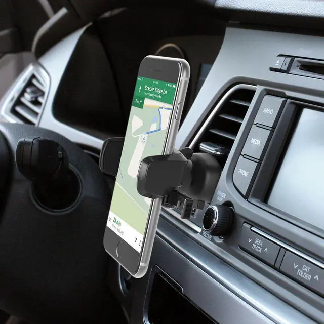 Alt view image 7 of 7 - Easy One Touch Mini Air Vent Car Mount Holder Cradle for iPhone Xs Max R 8 Plus 7 Samsung Galaxy S10 E S9 S8 Plus Edge, Note 9 & Other Smartphone, 2.2 x 4.8 x 5.7 inches