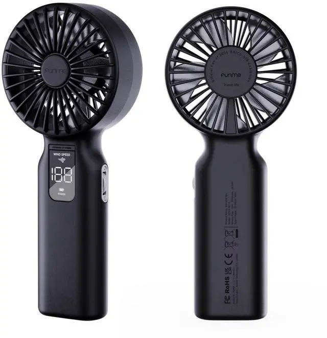 Main image of Portable Handheld Fan, 100 Speed Scroll Wheel Control with Boost Mode, 42H Long Runtime, 6700mAh Rechargeable Travel Fan, LED Display, Quiet Personal Fan for Concerts Camping Office-Black
