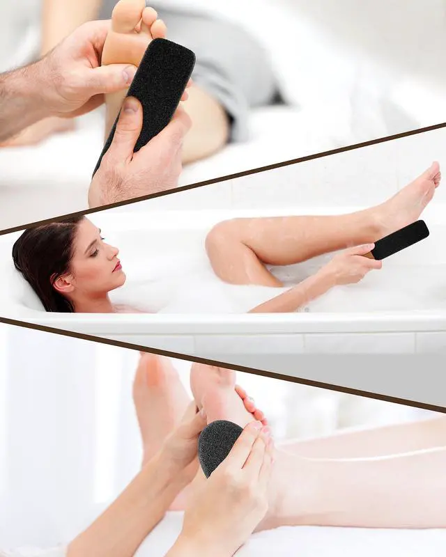 Alt view image 6 of 7 - Pumice Stone Foot File, 4pcs Set Callus Remover for Feet with Wooden Handle, Pedicure Foot Scrubber to Remove Dead Skin, Dry, Rough, Corns Skin Scraper