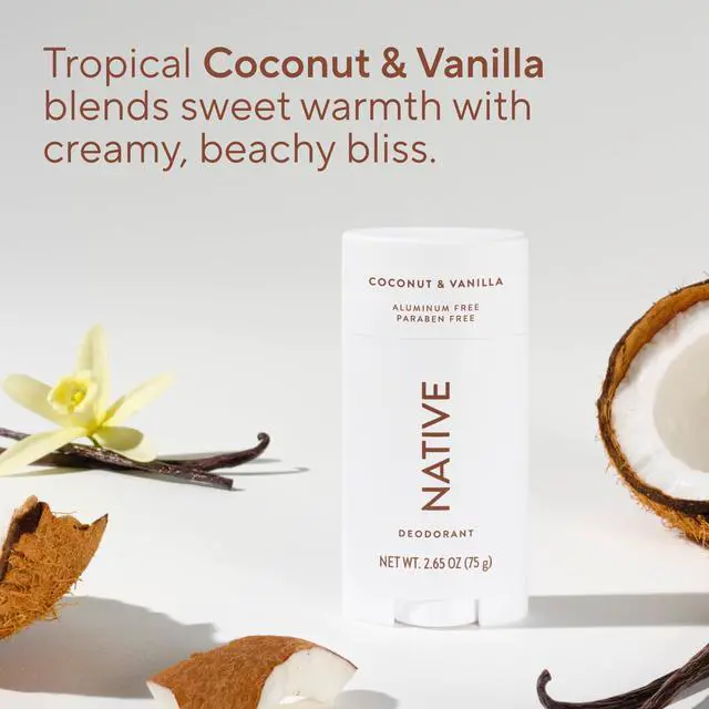 Alt view image 4 of 7 - Native Deodorant Contains Naturally Derived Ingredients, 72 Hour Odor Control, Deodorant for Women and Men, Aluminum Free, Coconut & Vanilla 2.65oz