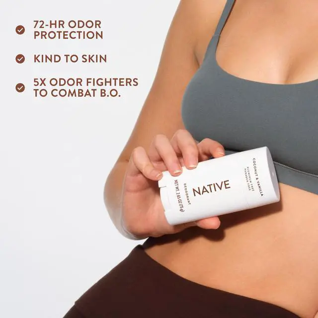 Alt view image 7 of 7 - Native Deodorant Contains Naturally Derived Ingredients, 72 Hour Odor Control, Deodorant for Women and Men, Aluminum Free, Coconut & Vanilla 2.65oz