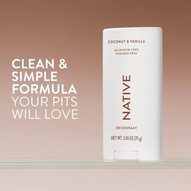 Alt view image 2 of 7 - Native Deodorant Contains Naturally Derived Ingredients, 72 Hour Odor Control, Deodorant for Women and Men, Aluminum Free, Coconut & Vanilla 2.65oz