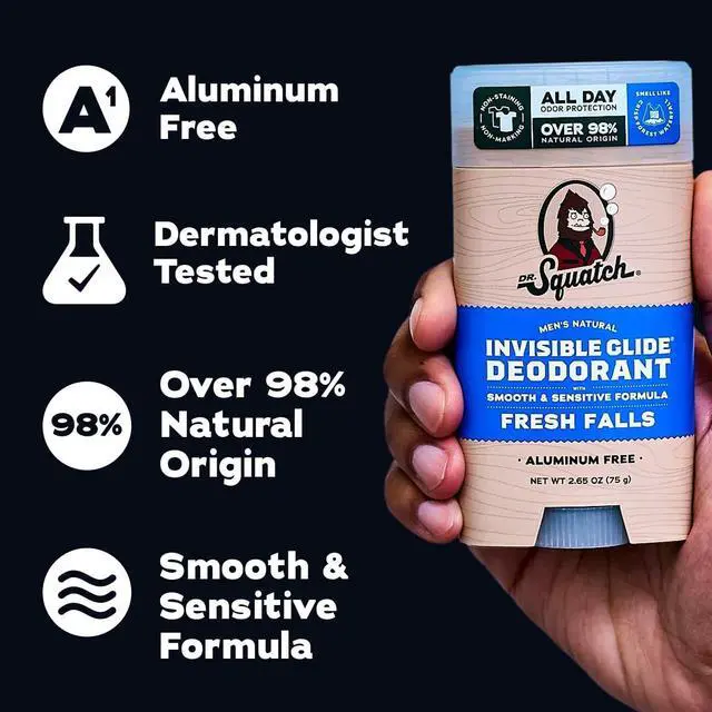 Alt view image 5 of 7 - Invisible Glide Natural Mens Deodorant Smooth Glide, No Stains Aluminum Free Deodorant Men Safe for Sensitive Skin Fresh Falls + Wood Barrel Bourbon 2.65oz (2-Pack)
