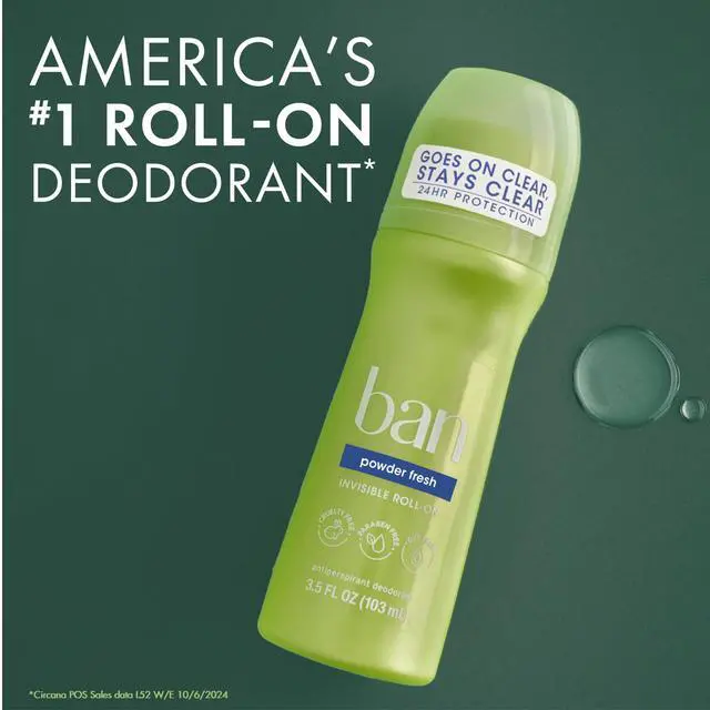 Alt view image 5 of 7 - Invisible Roll-on Antiperspirant Deodorant for Women and Men, 24-hour Underarm Odor & Sweat Protection, Powder Fresh, 3.5 Oz, Pack of 4