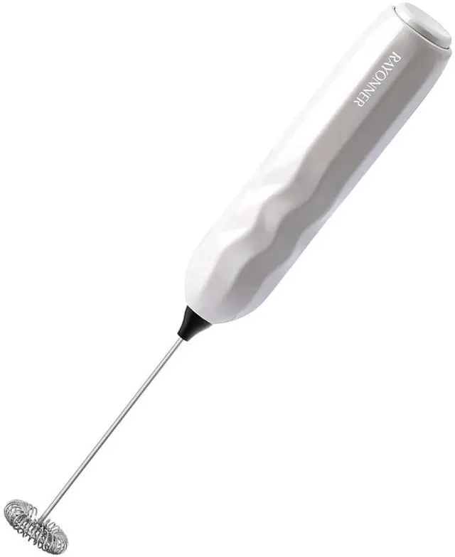 Main image of Milk Frother Handheld Fast Powerful Drink Mixer with Stainless Steel Whisk for Coffee (White)