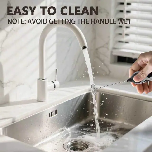 Alt view image 5 of 7 - Milk Frother Handheld Fast Powerful Drink Mixer with Stainless Steel Whisk for Coffee (White)