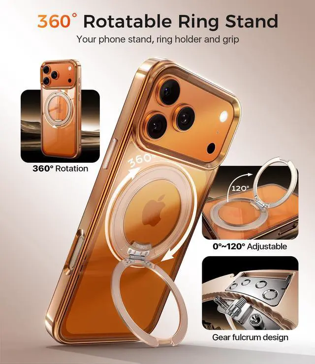 Alt view image 6 of 7 - For Magnetic iPhone 17Pro Max Case Compatible with MagSafe, Desert Titanium 17 Pro Max Cover Slim Translucent Polished Phone Case for iPhone 17 Pro Max 6.9''-Rose Gold