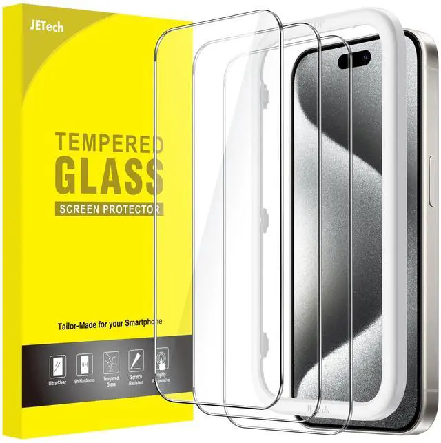 Main image of Screen Protector for iPhone 15 Pro 6.1-Inch, Tempered Glass Film with Easy Installation Tool, Case-Friendly, HD Clear, 3-Pack