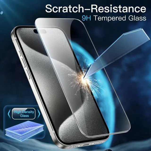 Alt view image 6 of 7 - Screen Protector for iPhone 15 Pro 6.1-Inch, Tempered Glass Film with Easy Installation Tool, Case-Friendly, HD Clear, 3-Pack