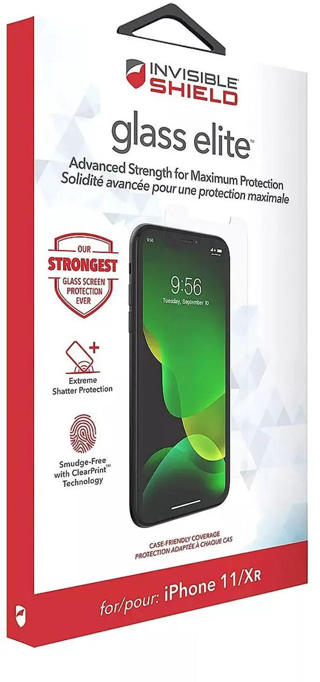 Main image of InvisibleShield Glass Elite+ Screen Protector for iPhone 11 and iPhone XR Anti-Microbial Technology, Smudge-Free ClearPrint, Extreme Shatter, Impact and Scratch Protection