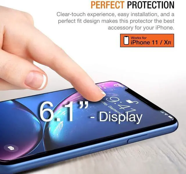 Alt view image 2 of 5 - Tempered Glass Screen Protector Designed for Apple iPhone 11 (2019) / iPhone XR (2018), 3 Pack HD 0.25mm Glass 9H Film (w/Alignment Case Tool included)