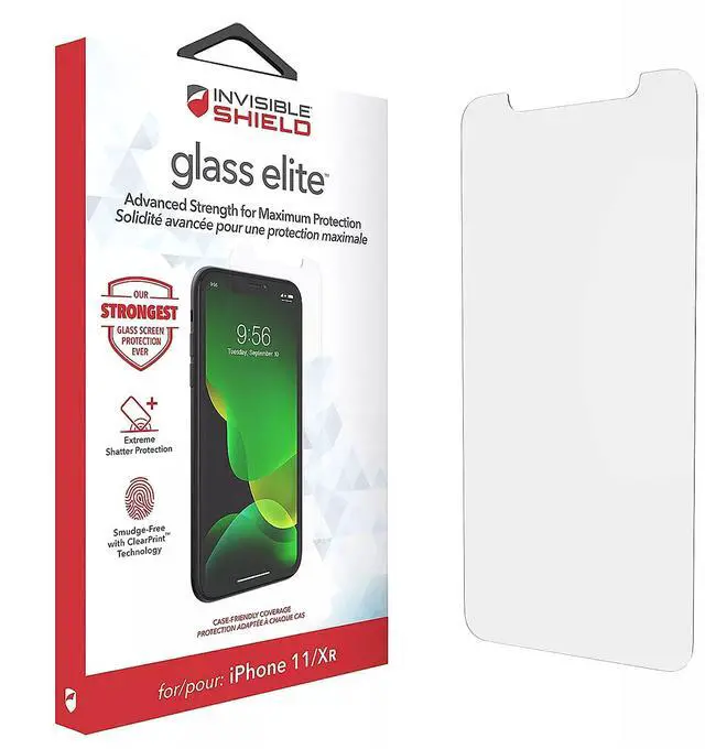 Main image of InvisibleShield Elite Screen Protector for iPhone 11 and XR Strongest Tempered Glass and Smudge-Free ClearPrint
