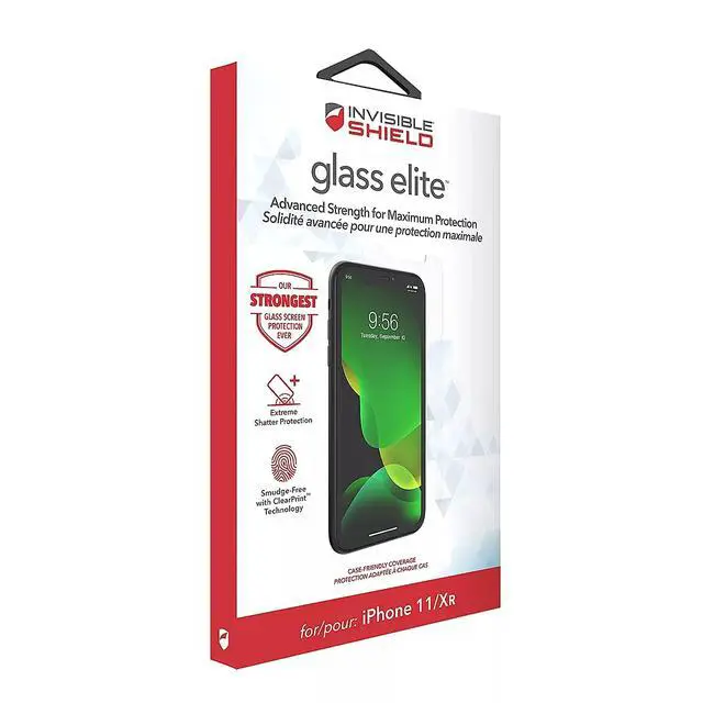 Alt view image 2 of 7 - InvisibleShield Elite Screen Protector for iPhone 11 and XR Strongest Tempered Glass and Smudge-Free ClearPrint