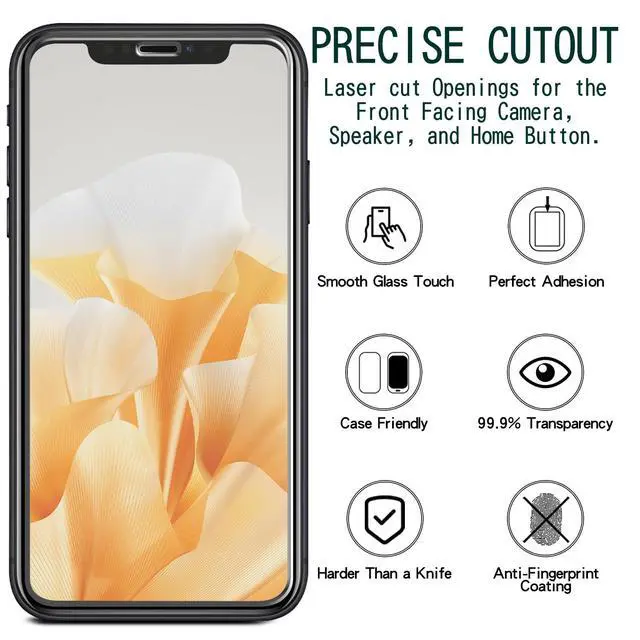 Alt view image 2 of 6 - 2 Pack Screen Protector for iPhone 11, iPhone XR 6.1-Inch Tempered Glass Film, 9H Hardness, Anti Scratch, Bubble Free, Case Friendly, Easy to Install