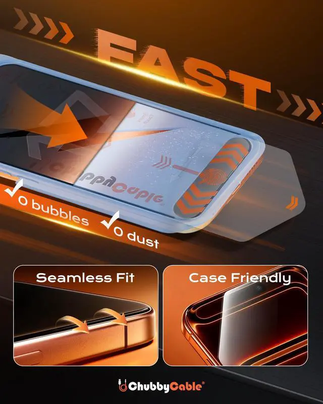 Alt view image 2 of 6 - 2PCS ChubbyShield Ultra for iPhone 17 Air HD Tempered Glass Screen Protector, Ultra-easy Install Box, Auto Dust-Elimination & Bubble Free