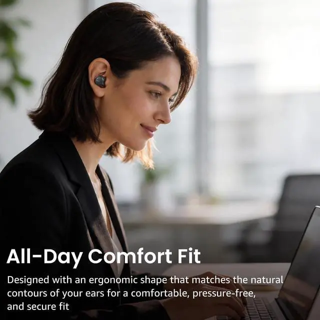 Alt view image 7 of 7 - Hybrid Active Noise Cancelling Wireless Earbuds, 6 Mics ENC Clear Call, IPX8 Waterproof, in Ear Bluetooth 5.3 Headphones Stereo Bass Ear Buds 60H Playtime with LED Display 32 EQs via APP