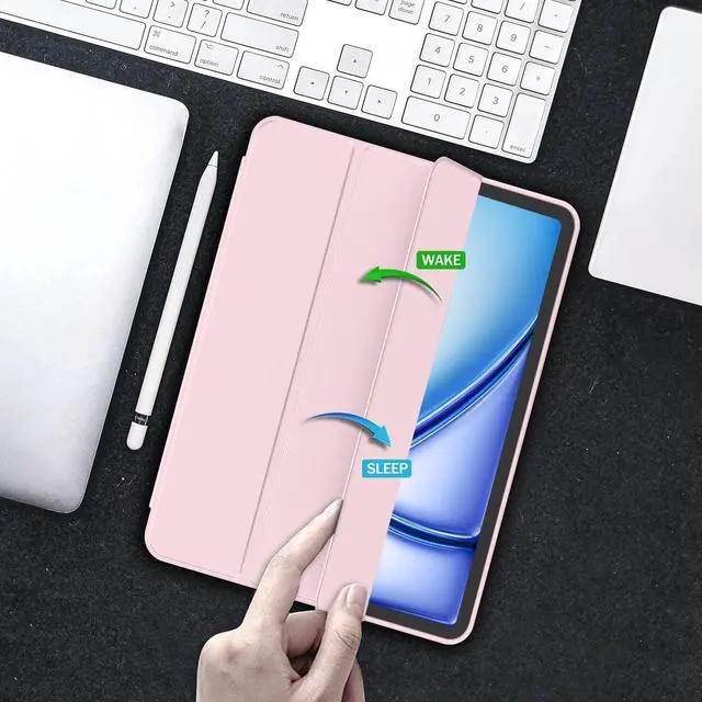 Alt view image 5 of 7 - iPad Air 11 Inch Case M4/M3/M2(2026/2025/2024), iPad Air 5th/4th Generation Case 2022/2020 10.9 Inch with Pencil Holder,Trifold Stand Smart Case with Soft TPU Back(Pink)