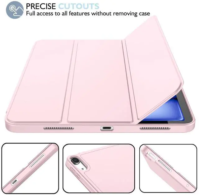 Alt view image 4 of 7 - iPad Air 11 Inch Case M4/M3/M2(2026/2025/2024), iPad Air 5th/4th Generation Case 2022/2020 10.9 Inch with Pencil Holder,Trifold Stand Smart Case with Soft TPU Back(Pink)