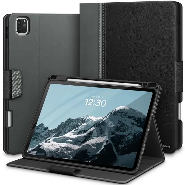 Main image of Case for iPad Pro 13-inch (M5 2025, M4 2024) with Pencil Holder, PU Leather Book-Style Cover, Auto Sleep/Wake, Pencil Pro & USB-C Compatible, Multi-Angle Stand for Viewing & Drawing, Black