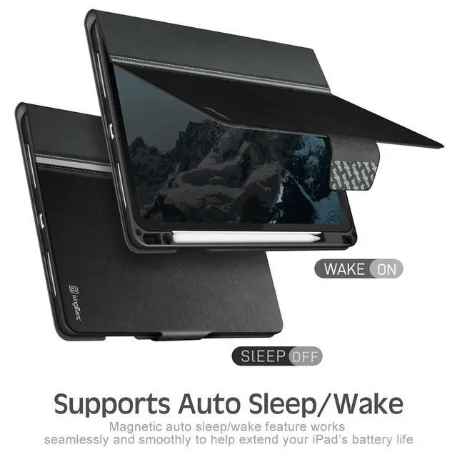 Alt view image 7 of 7 - Case for iPad Pro 13-inch (M5 2025, M4 2024) with Pencil Holder, PU Leather Book-Style Cover, Auto Sleep/Wake, Pencil Pro & USB-C Compatible, Multi-Angle Stand for Viewing & Drawing, Black
