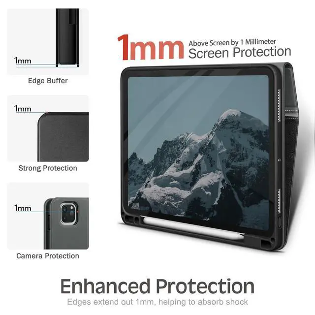 Alt view image 6 of 7 - Case for iPad Pro 13-inch (M5 2025, M4 2024) with Pencil Holder, PU Leather Book-Style Cover, Auto Sleep/Wake, Pencil Pro & USB-C Compatible, Multi-Angle Stand for Viewing & Drawing, Black