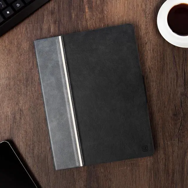 Alt view image 3 of 7 - Case for iPad Pro 13-inch (M5 2025/M4 2024) with Pencil Holder, Vintage Notebook-Style Vegan Leather Cover, Magnetic Closure, Multi-Angle Stand for Viewing & Typing, Auto Sleep/Wake, Black