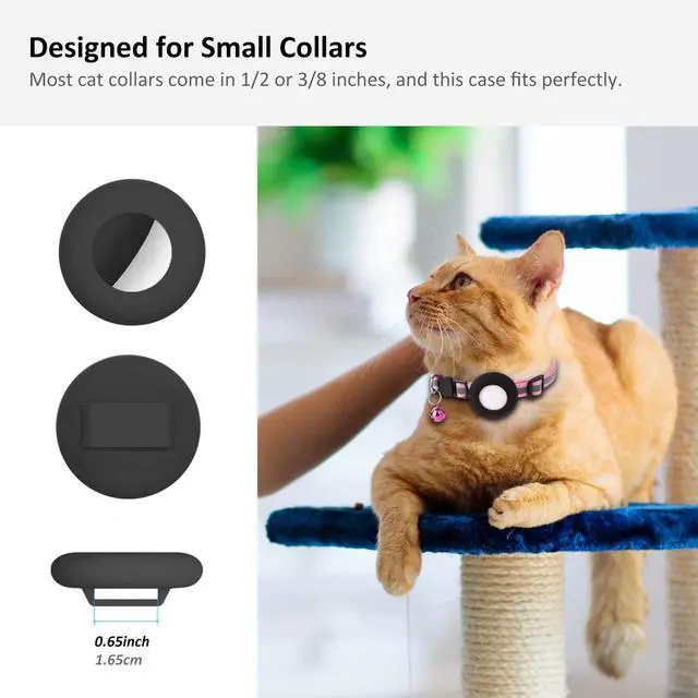 Alt view image 2 of 6 - Air-tag Cat Collar Holder, Pet Silicone Protective Case for Air-tag, 2Pack Waterproof Case Cover for Apple Air-tag Cat Dog Pet Collar Within 3/8 inch