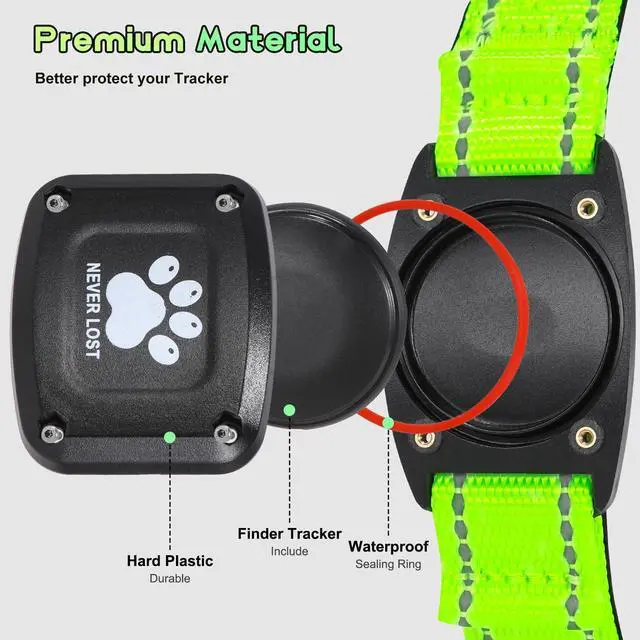 Alt view image 4 of 5 - GPS Dog Collar Tracker 2-in-1,Reflective Waterproof Pet Collar,iOS-Only,No Monthly Fees,Unlimited Range,Dog Tracking Collar Pet Tracker,for Small Medium Large Dogs(XS (10.6"-13.6"), Green)