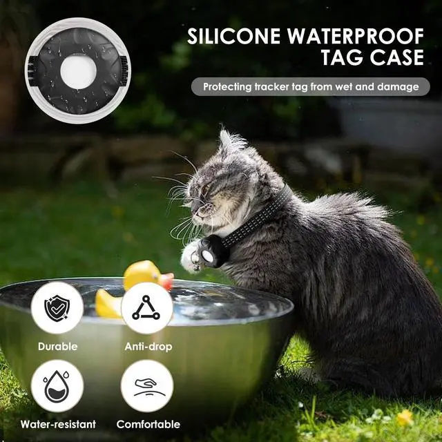 Alt view image 6 of 7 - Pet Tracker for Cats, Compatible with Apple Find My App (Only iOS), Cat GPS Tracker Works with Any Collar, No Monthly Fee, Waterproof (Black)