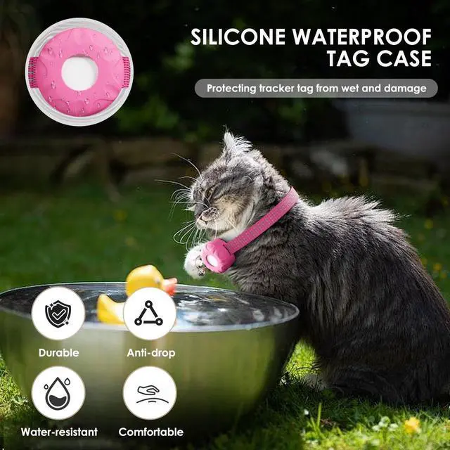 Alt view image 6 of 7 - GPS Tracker for Cats, Mini GPS Cat Tracker, Smart Pet Activity Tracker, No Monthly Fee, Pet Tracker Compatible with Apple Find My(iOS Only), Anti-Lost, Finder Tag for Vehicles, Pets, Kids, Items, Pink