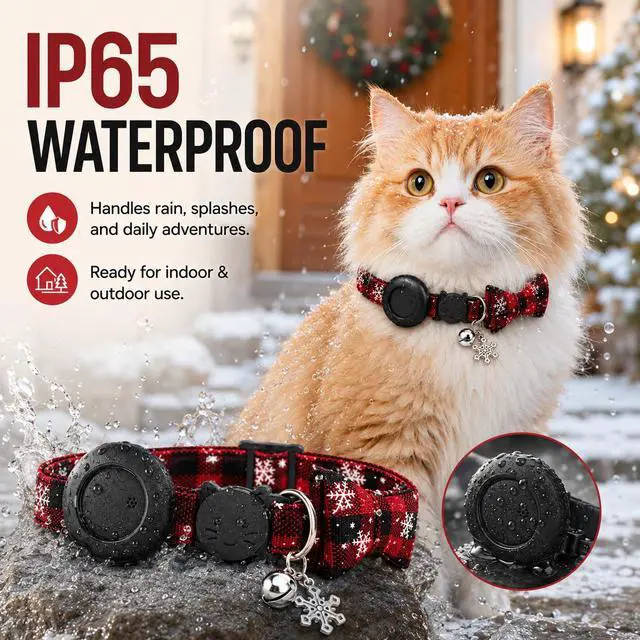 Alt view image 4 of 6 - Cat Tracker GPS for Android, Pet GPS Tracker Collar for Cats No Subscription, IP67 Waterproof Cat Collar with Tracker Compatible with Google Find Hub Replaceable 1-Year Battery, Android Only (Red)