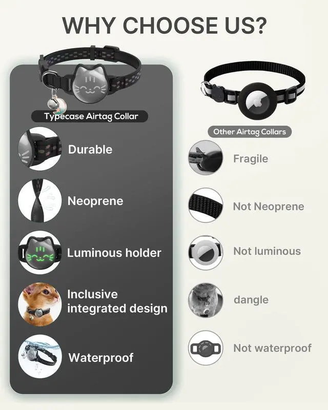 Alt view image 3 of 7 - AirTag Cat Collar Breakaway, Reflective Cat Collar Compatible with Apple AirTag 1st & 2nd Gen, Hidden Holder with Bell, Lightweight Water-Resistant Strap for Cats, AirTag Not Included