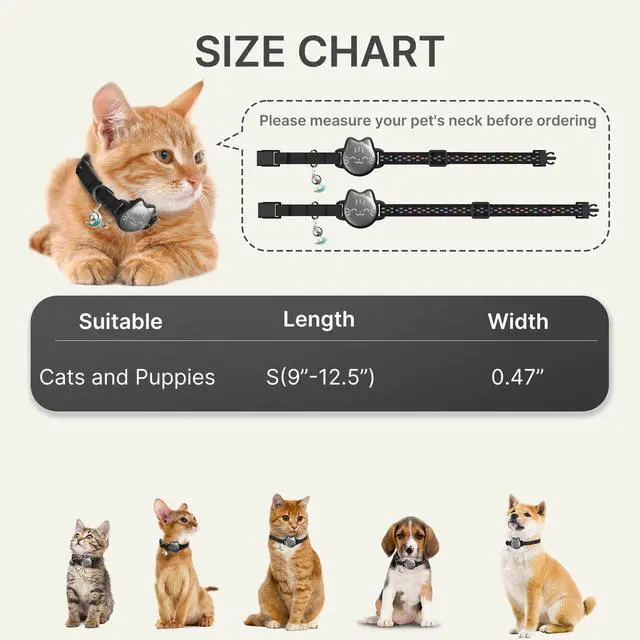 Alt view image 6 of 7 - AirTag Cat Collar Breakaway, Reflective Cat Collar Compatible with Apple AirTag 1st & 2nd Gen, Hidden Holder with Bell, Lightweight Water-Resistant Strap for Cats, AirTag Not Included
