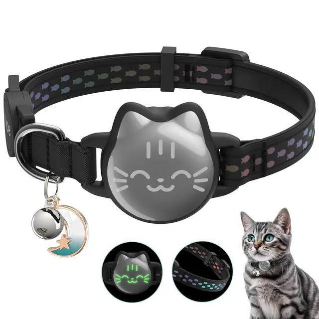 Main image of AirTag Cat Collar Breakaway, Reflective Cat Collar Compatible with Apple AirTag 1st & 2nd Gen, Hidden Holder with Bell, Lightweight Water-Resistant Strap for Cats, AirTag Not Included