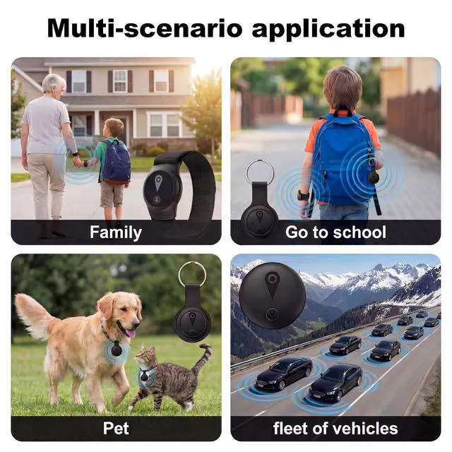 Alt view image 7 of 7 - GPS Tracker for Kids, Real-Time GPS Tracking Device for Children w/Wearable Wristband & Keychain Design, No Monthly Fee/No SIM Card, Lightweight Locator Works w/iOS Find My, Long Standby, Waterproof