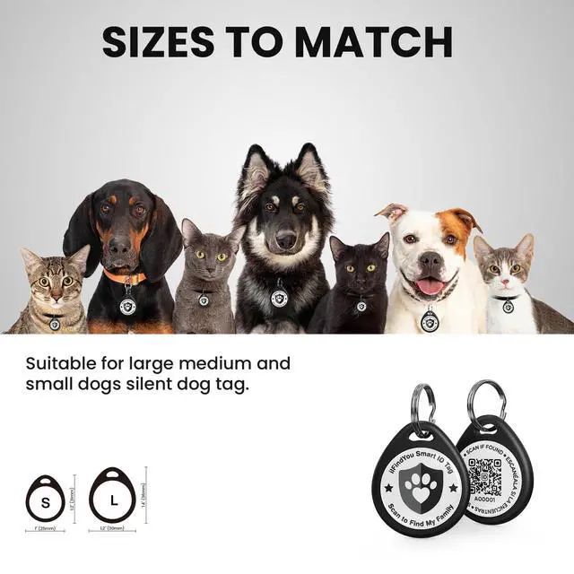 Alt view image 2 of 6 - Dog Tags Personalized, QR Code Pet ID Tags for Dog Collar, Online Profile, Scan Location Alerts, Black
