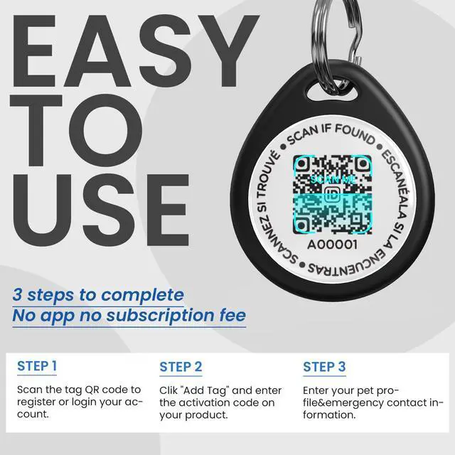 Alt view image 5 of 6 - Dog Tags Personalized, QR Code Pet ID Tags for Dog Collar, Online Profile, Scan Location Alerts, Black