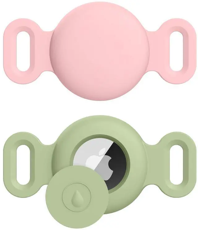 Main image of Airtag Dog Collar Holder for Apple Airtag Dog Tracker, 2 Pack GPS Tracking Accessories Anti-Lost Silicone Air Tag Holder Case for Pet Cat Dog Collars (Pink+Matcha, Small)