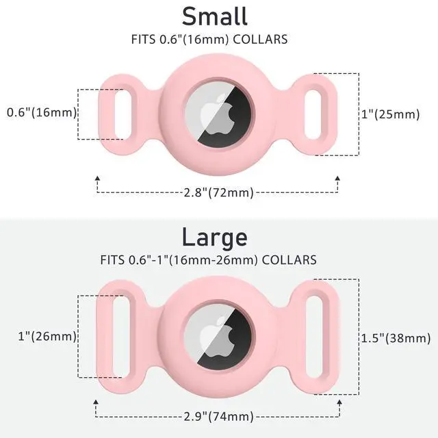 Alt view image 3 of 6 - Airtag Dog Collar Holder for Apple Airtag Dog Tracker, 2 Pack GPS Tracking Accessories Anti-Lost Silicone Air Tag Holder Case for Pet Cat Dog Collars (Pink+Matcha, Small)