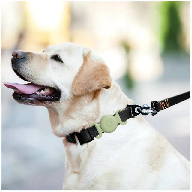 Alt view image 5 of 6 - Airtag Dog Collar Holder for Apple Airtag Dog Tracker, 2 Pack GPS Tracking Accessories Anti-Lost Silicone Air Tag Holder Case for Pet Cat Dog Collars (Pink+Matcha, Small)