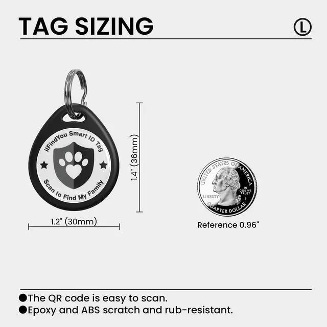 Alt view image 3 of 6 - Dog Tags Personalized, QR Code Pet ID Tags for Dog Collar, Online Profile, Scan Location Alerts, Black