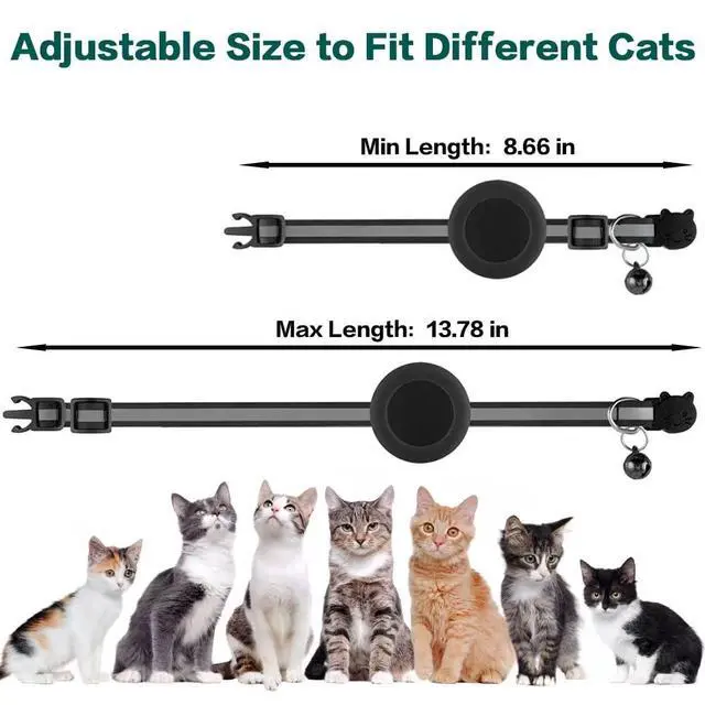 Alt view image 7 of 7 - Airtag Cat Collar Breakaway, Reflective Kitten Collar with Apple Air Tag Holder and Bell for Girl Boy Cats, 0.4 Inches in Width and Lightweight(Pink)