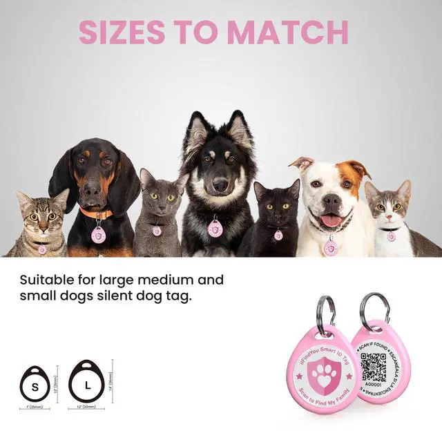 Alt view image 2 of 6 - Cat Tags Personalized Small, QR Code Cat Name Tags for Kitten Collar, Scan Location Alerts, Pink S