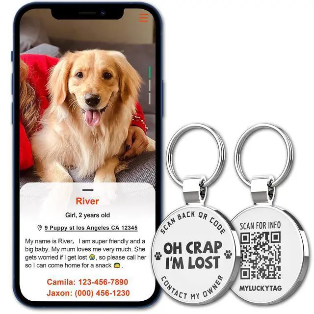 Alt view image 4 of 6 - QR Code Pet ID | Personalized Dog & Cat Collar Tag | Online Profile with Instant Scanned Location Alert Email