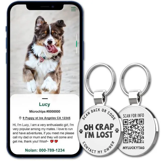 Alt view image 5 of 6 - QR Code Pet ID | Personalized Dog & Cat Collar Tag | Online Profile with Instant Scanned Location Alert Email