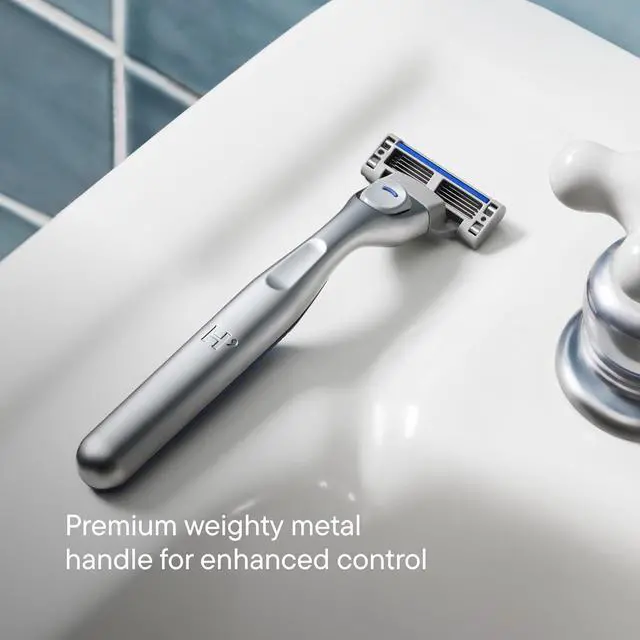 Alt view image 7 of 7 - Plus Shaving Kit for Men - Premium Handle, 5 Razor Blade Cartridges, 2 oz Foaming Shave Gel, and Travel Blade Cover - TSA Approved Travel Essentials - Advanced Pivoting System - Onyx